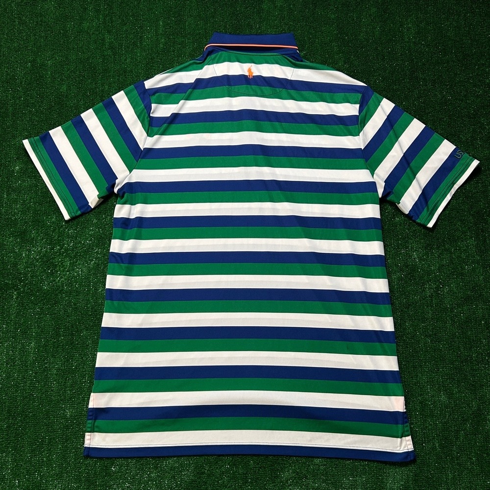 Polo Ralph Lauren 2017 US Open Erin Hills Golf Polo Striped Blue Green XL - Picture 3 of 12
